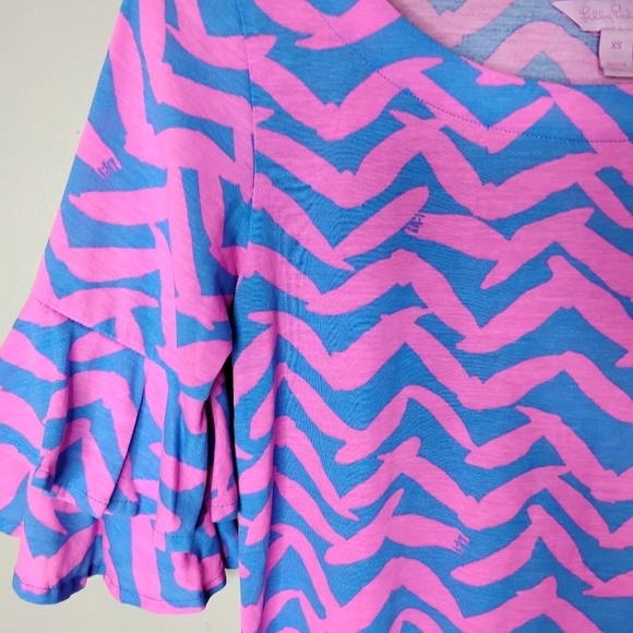 Lilly Pulitzer Lula Ruffle Sleeve Top Size XS Preppy Feminine Resort Style - Picture 3 of 7